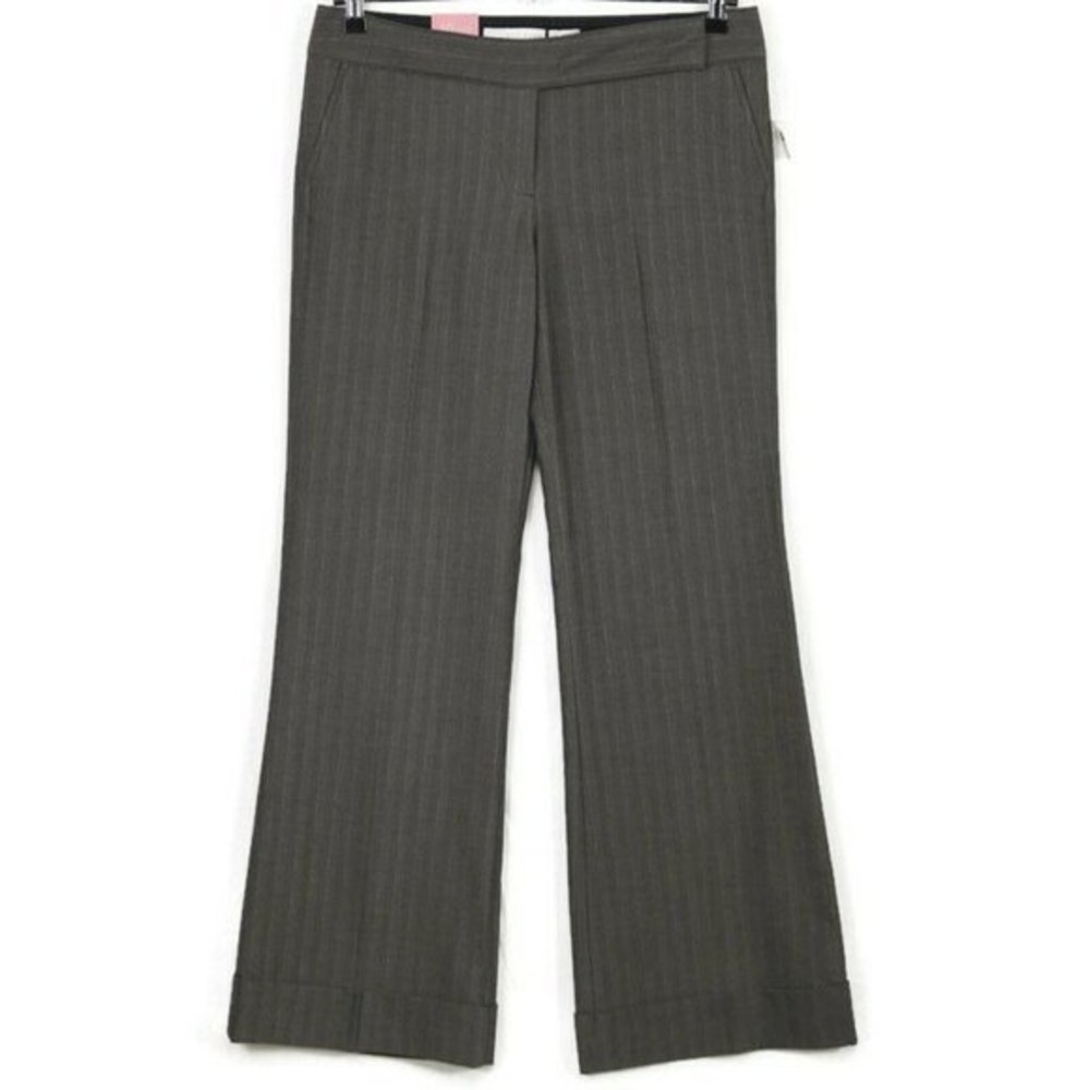 Old Navy Trouser Pants Wide Leg Grey‎ Pinstripe Mid Rise Stretch 10 x 33